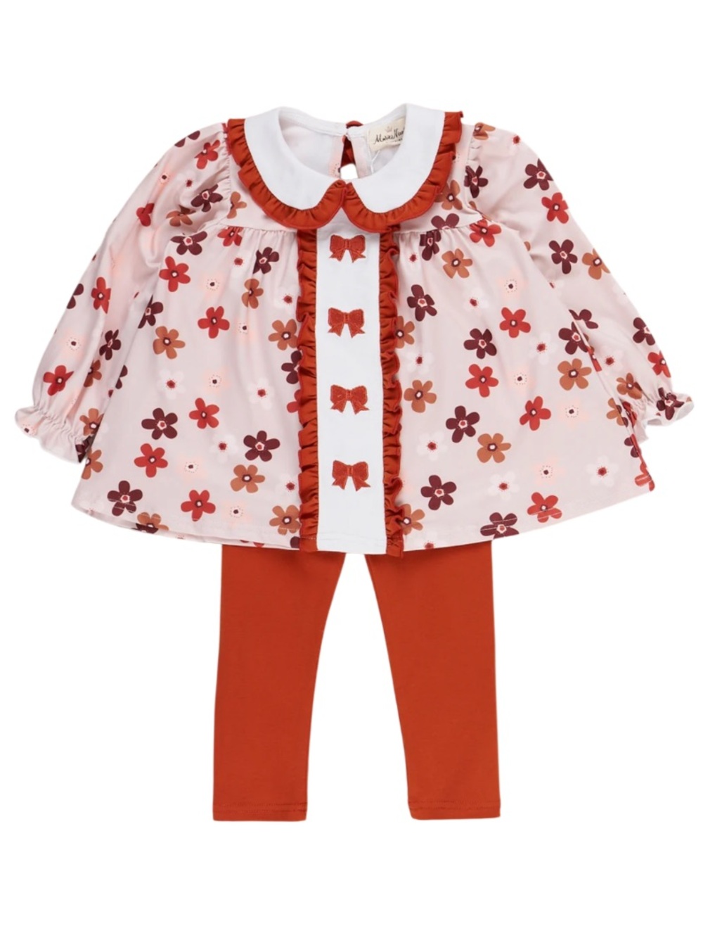 Marie Nicole Maple Bloom Embroidered Bow Outfit Set NWT Size Medium